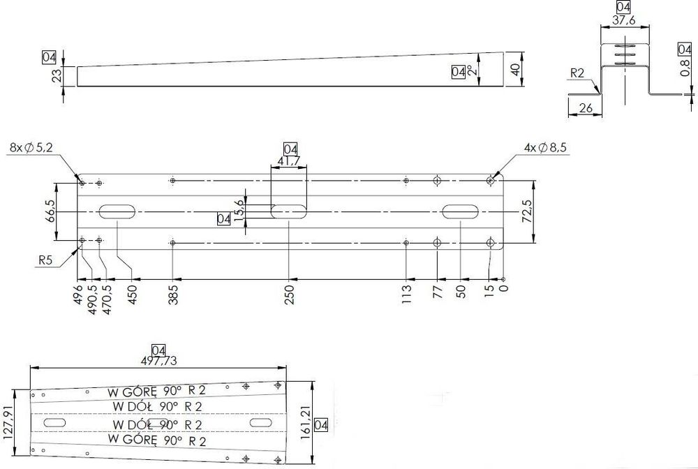 Wzmocnienia burty przyczepy 4x 40 cm do UNITRAILER MARTZ TEMARED