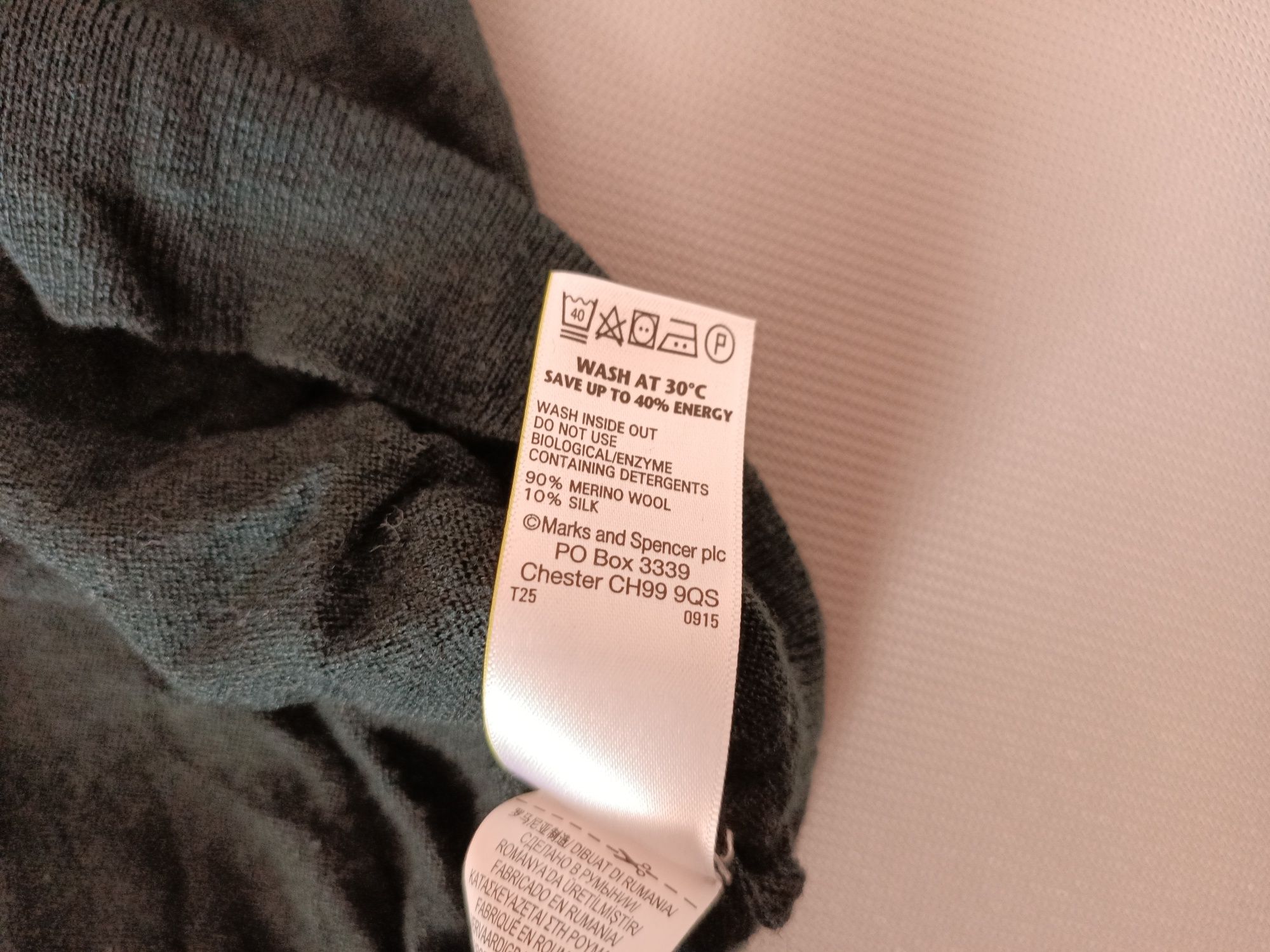 M&S collection skin fit sweter rozmiar XXL czarny merino i jedwab