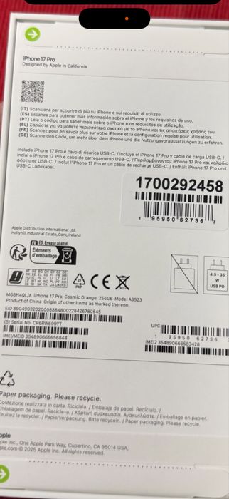 Iphone 17 Pro Max Laranja Selado !