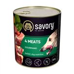 паковка вологого корму для собак Savory 6*800 г 4 м'яса