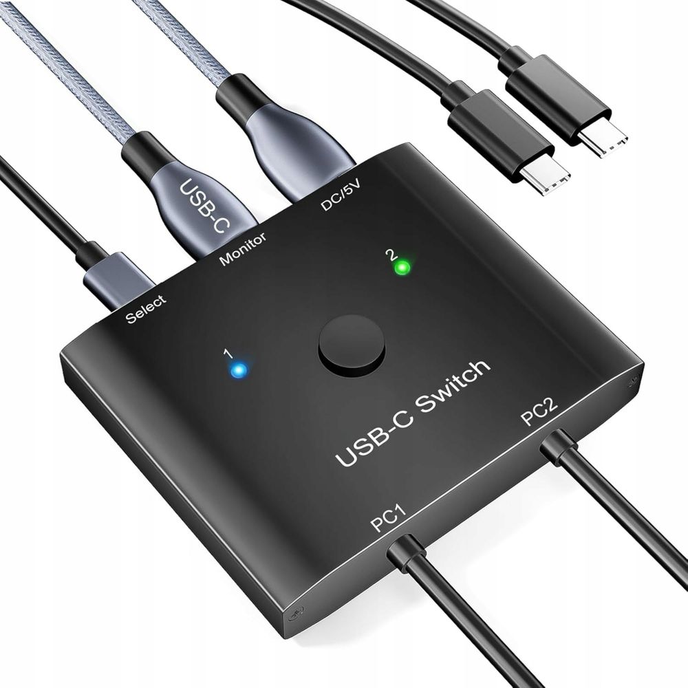 Przełącznik KVM USB C 2 wejścia 1 wyjście laptopy 1 monitor 4K  120Hz