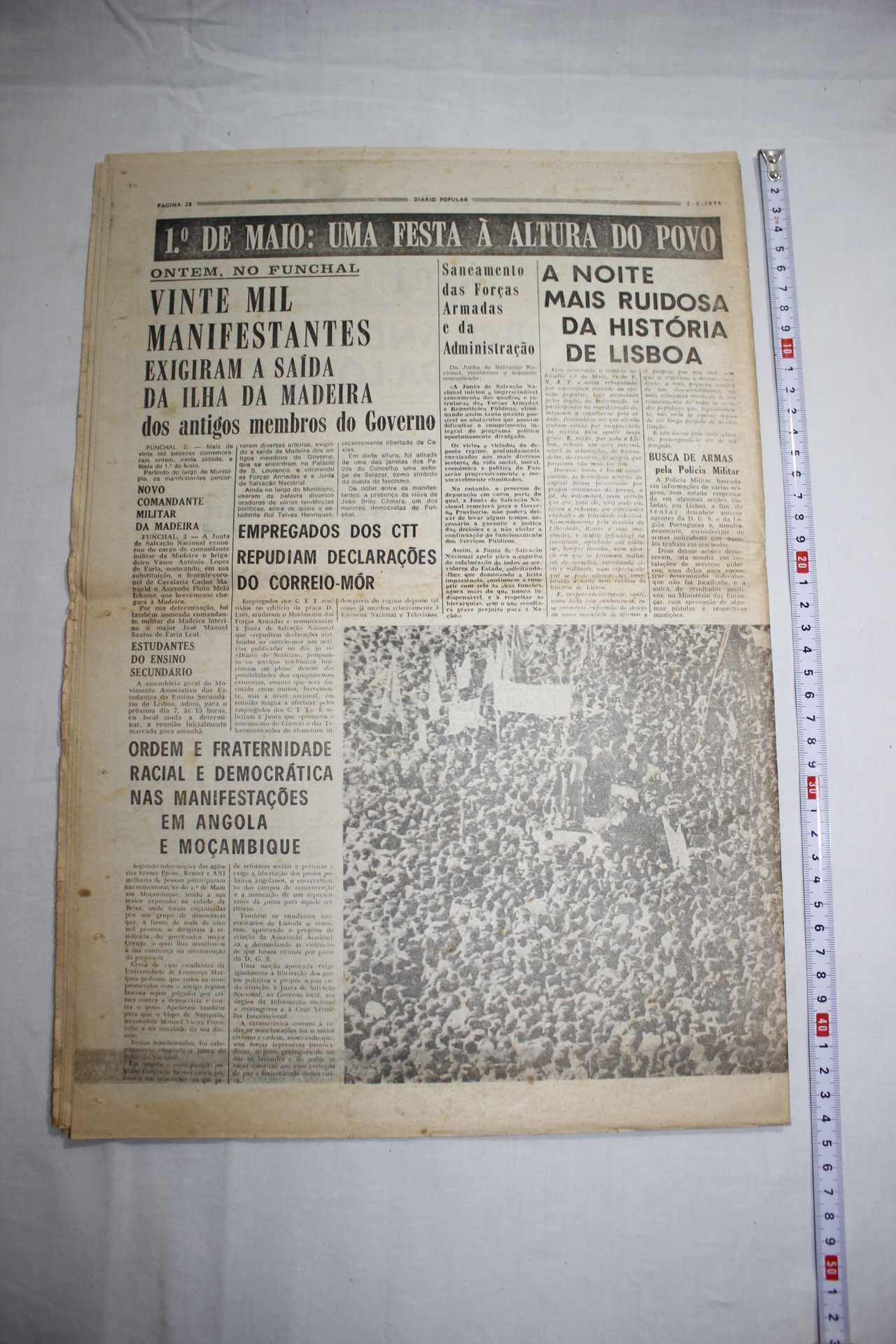 Jornal - Diário Popular - Lisboa - Relativo ao 1º de Maio 1974