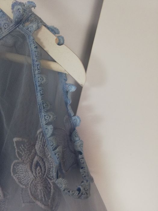 Bluzka damska 3/4 rękaw jasny błękit niebieski 100% wiskoza 3/4 rękaw