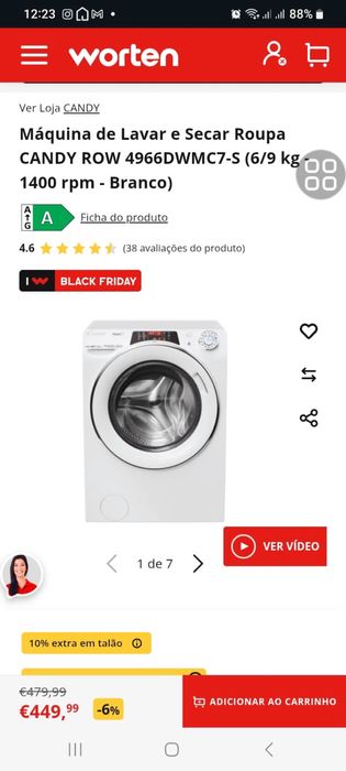 Maquina de lavar 6/9kg