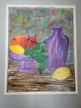 Obraz na płótnie 40x50 cm, owoce i wazon