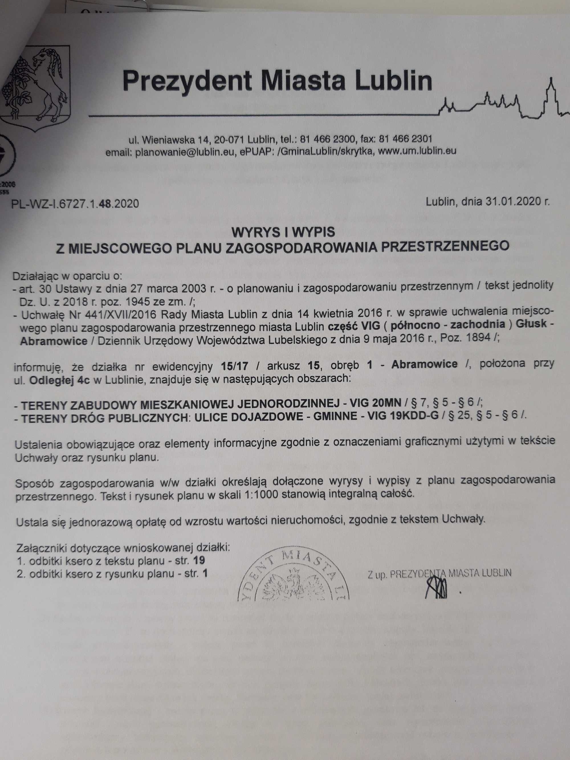 Działka budowlana Lublin ul. Odległa 4c