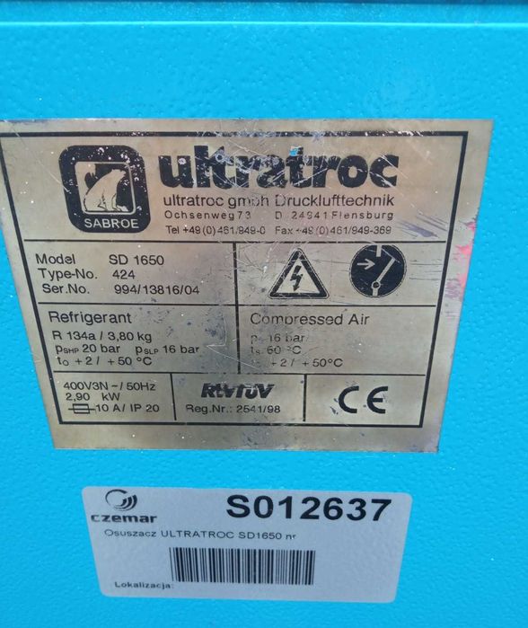 SPRAWNY!!! Osuszacz ziębniczy ULTRATROC SD1650 2.9kW 18m³/min S012637