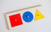 Drewniana układanka Montessori - koło, trójkąt, kwadrat