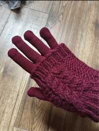 Bordowe rękawiczki damskie zimowe Defacto