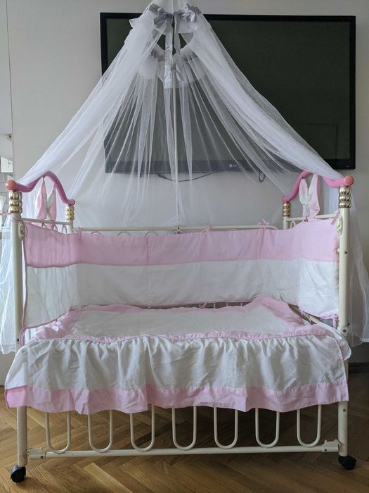 Ліжечко дитяче пеленальний столик металеве трансформер Geoby