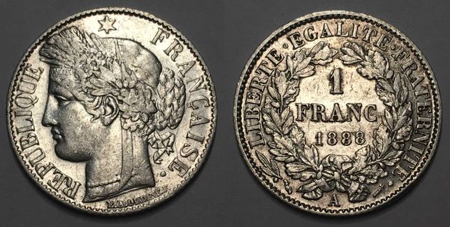 Francja 1 Frank 1888 "III Republika" srebro
