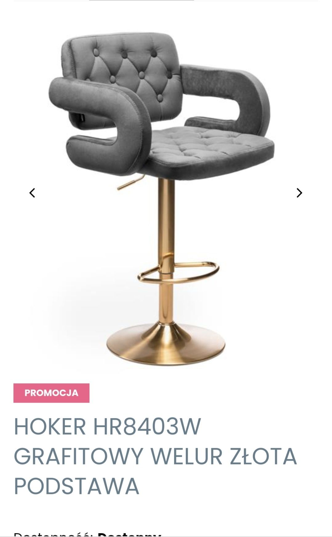 Hoker HR8403W Grafitowy Welur Złota Podstawa