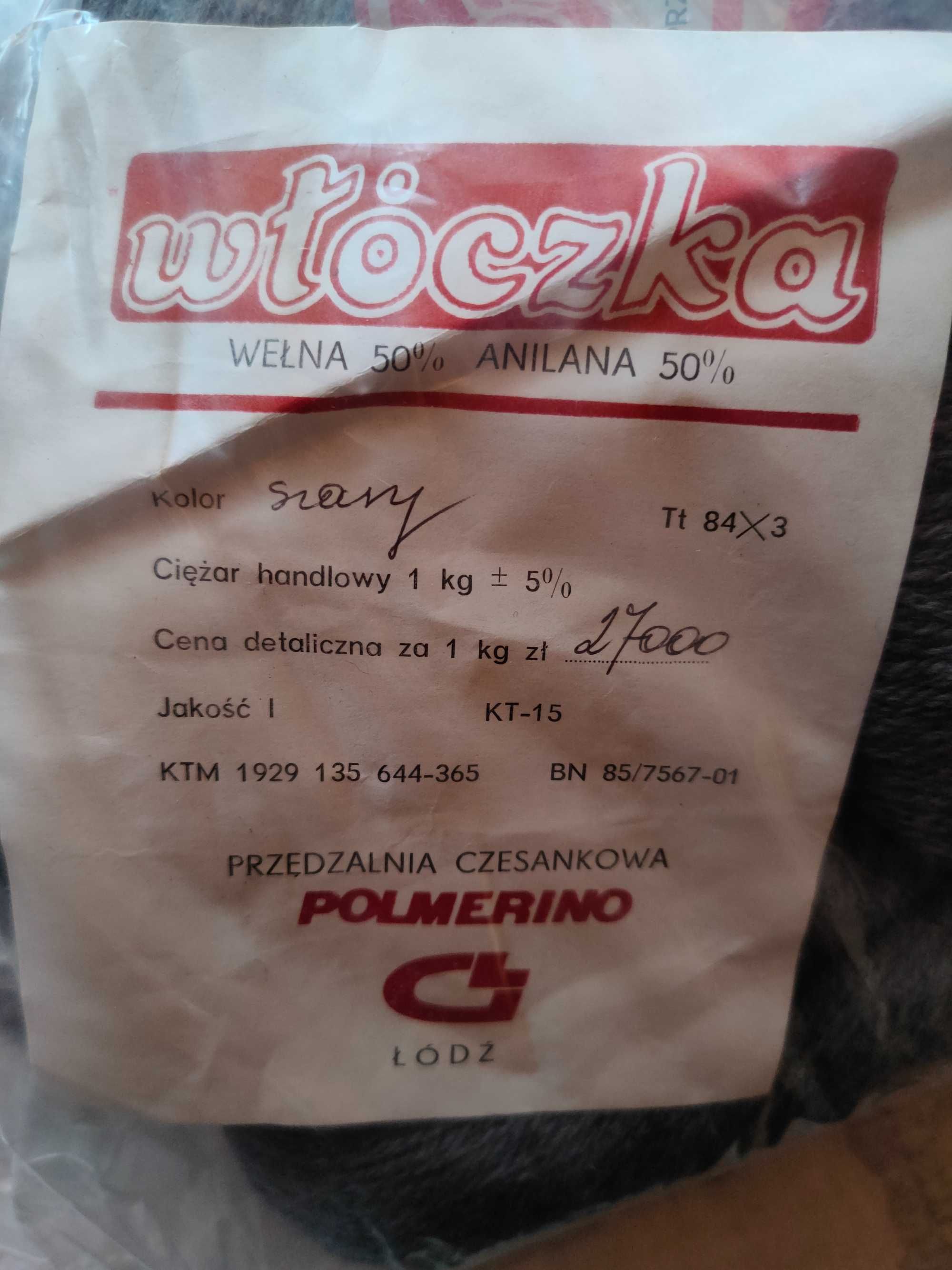 Włóczka    50 % Wełna 50% Anilana  1kg= 70zł