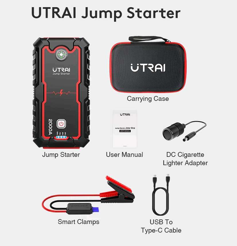 Booster Jump Starter Bateria Automovel 2000A Powerbank, Lanterna