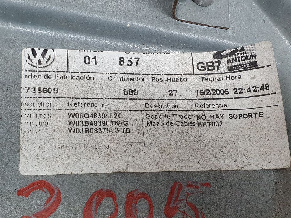 Elevador vidros trás direito VOLKSWAGEN Polo (9N)