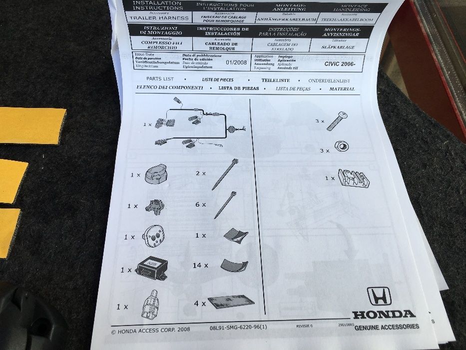 nowa oryginalna - wiązka haka holowniczego HONDA