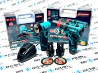 Аккумуляторная Болгарка и Шуруповерт Grand 12V/2ah (4 аккумулятора)