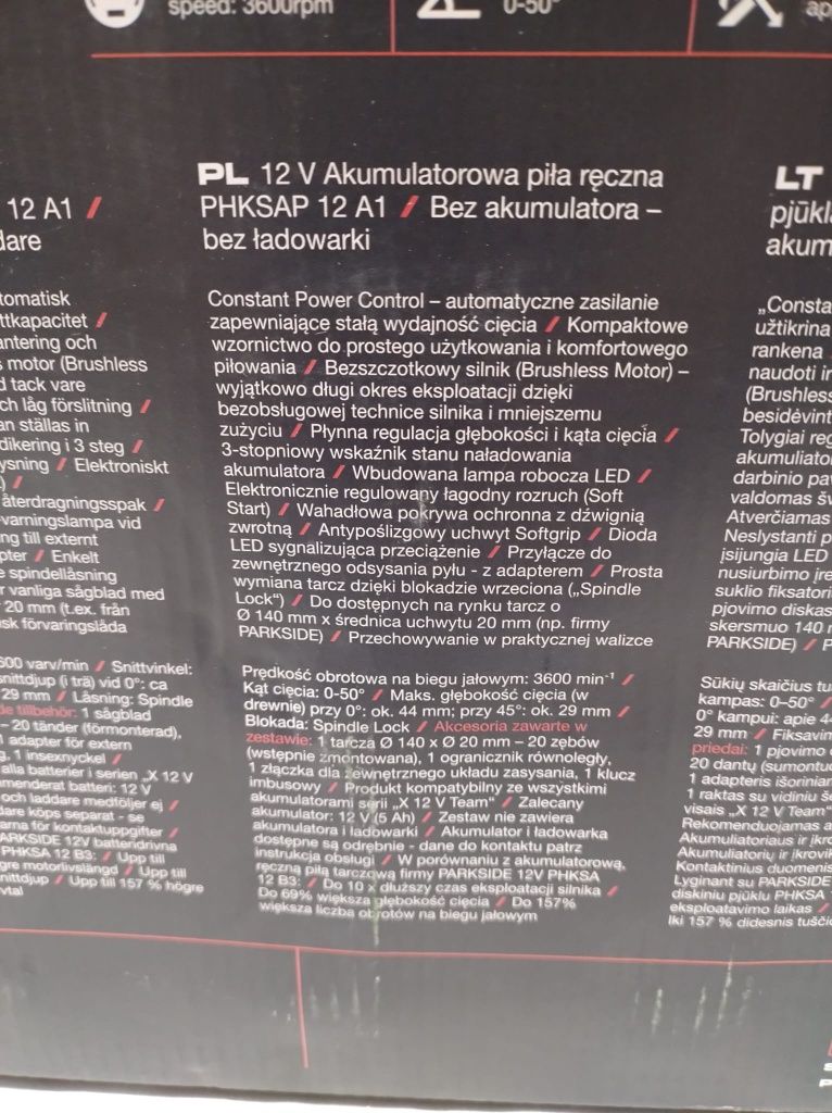 Akumulatorowa piła tarczowa PHKSAP 12V Parkside Performance