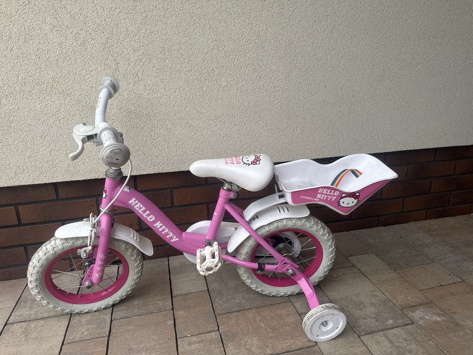 Rower do nauki z bocznymi kolkami Hello Kitty