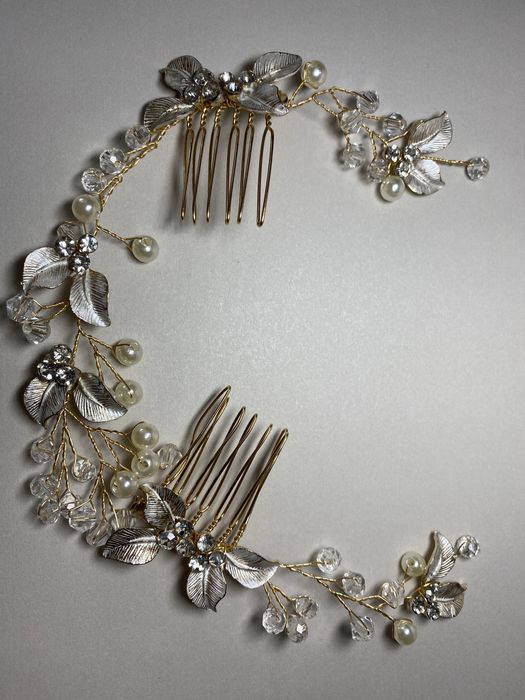 NOWA ozdoba ślubna do włosów złota