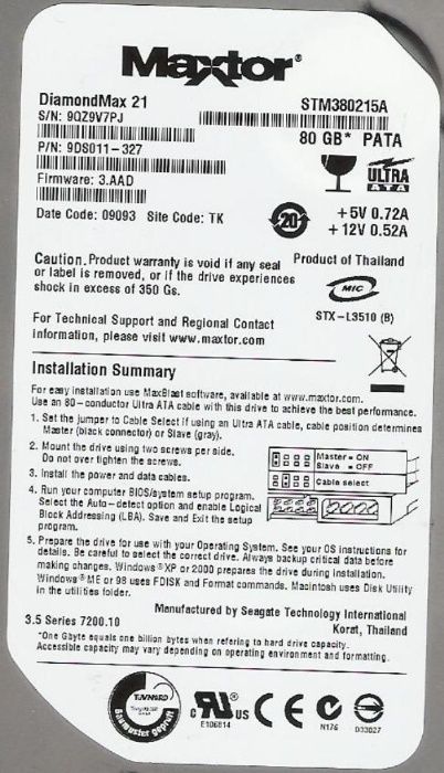 IDE Hard Drive - 40 GB64309610700417123