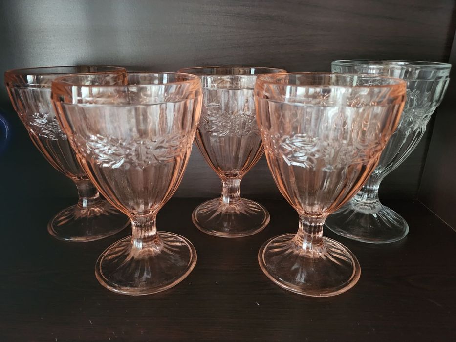 Huta Ząbkowice pucharki 5szt 15cm kielichy kieliszki cukierniczka PRL