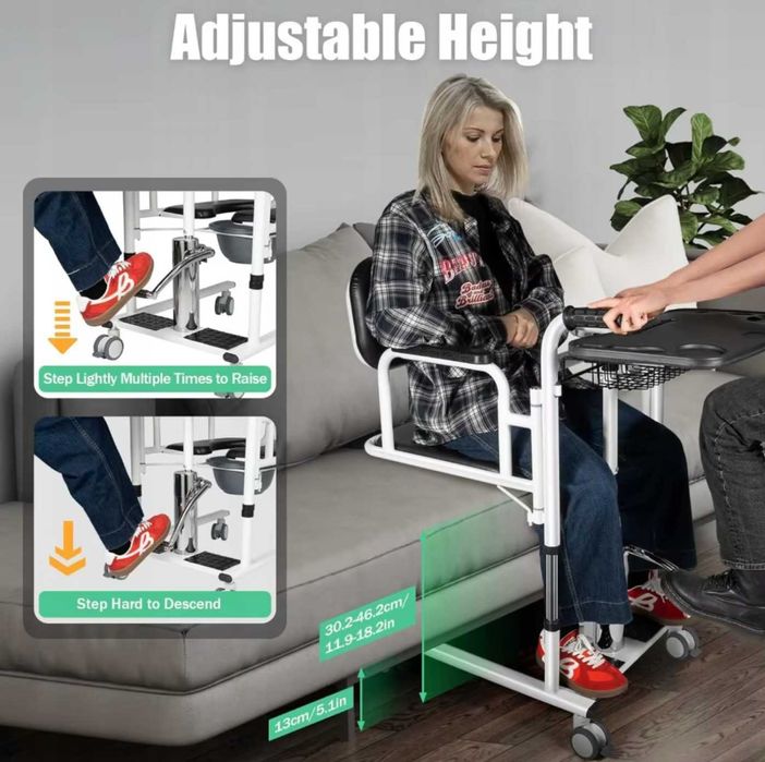 Hydrauliczny podnośnik 4w1: toaleta, prysznic, transport, opieka