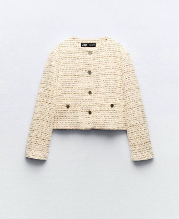 Zara короткий твідовий жакет піджак олд мані old money ретро вінтажний