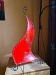 Lampa skóra ręcznie robiona czerwona