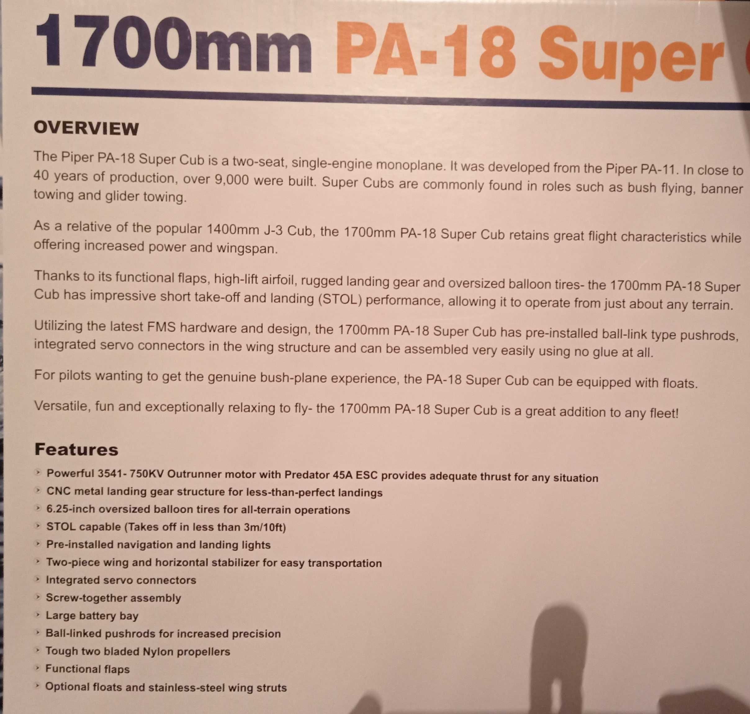 PA-18 J3 Piper Super Cub 1.7M z Reflex Gyro PNP