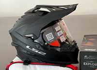 Capacete NOVO LS2 MX701 Explorer Carbon/Kevlar preto mate. Tamanho XS