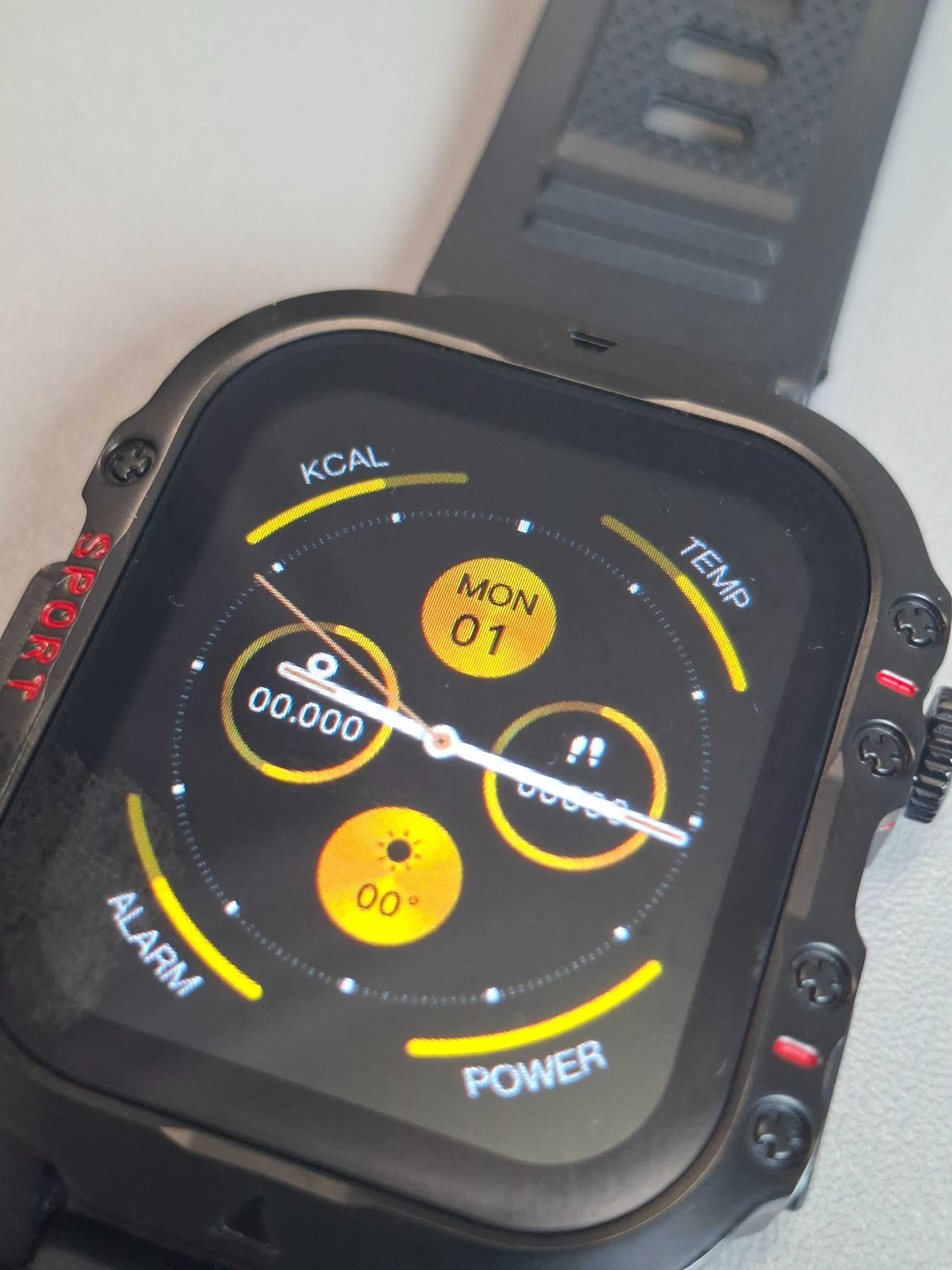 Smartwatch H19 z funkcją rozmów Bluetooth, ekran 1.8” czarny