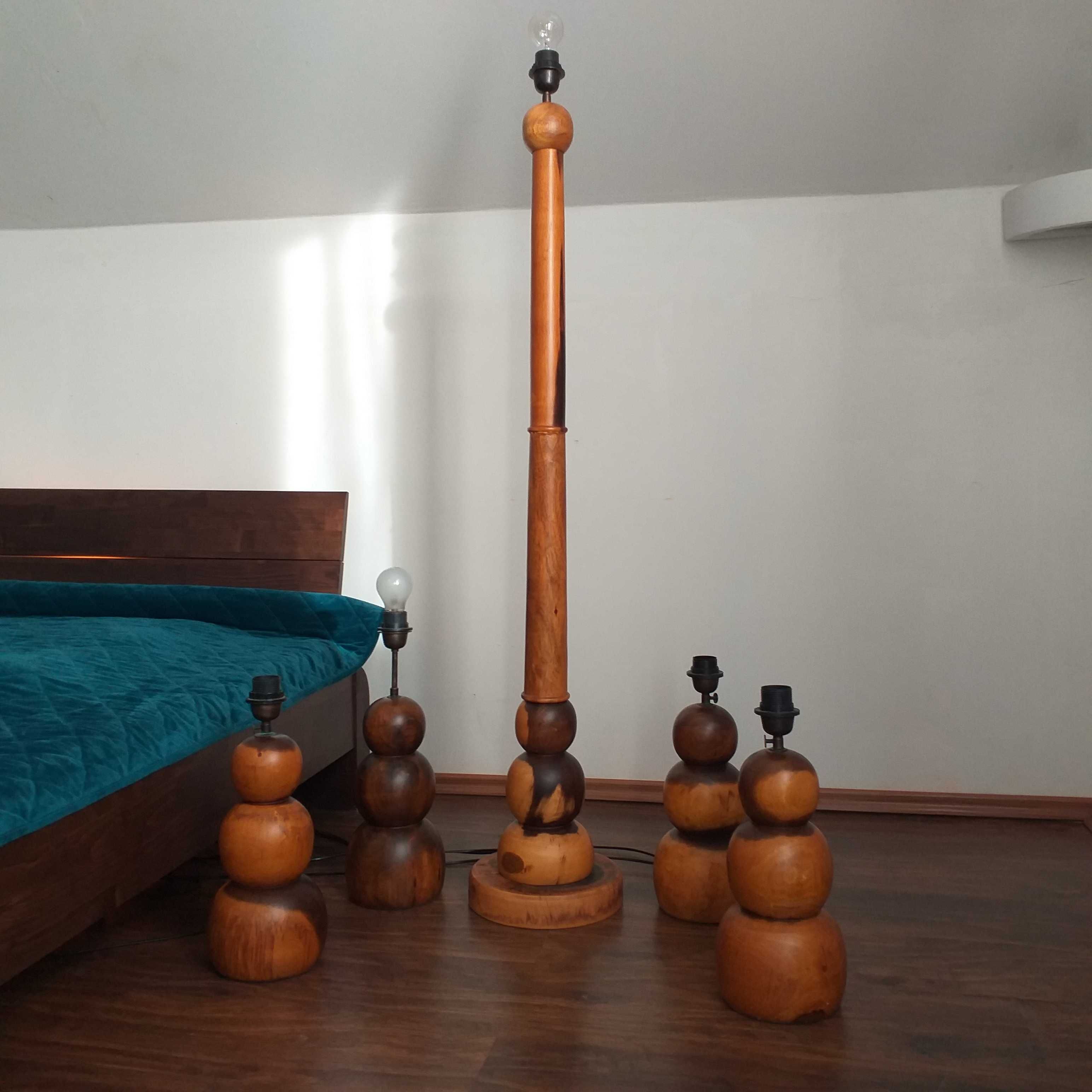 5szt duńska lampa teak '60 drewno tekowe organiczne lampy kolonialne