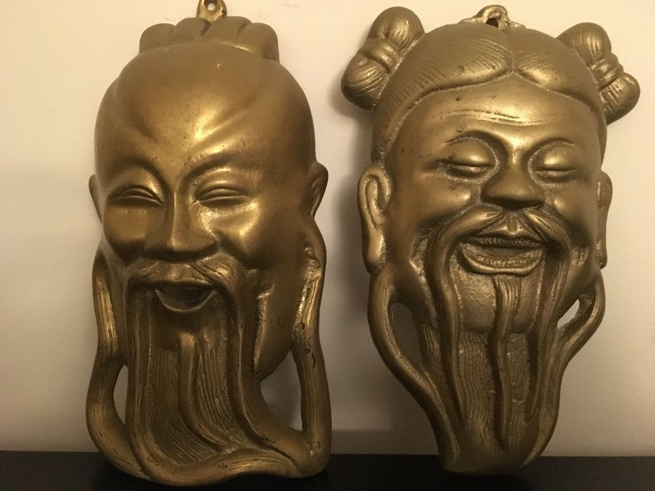 4 Máscaras de parede em bronze antigas de Macau