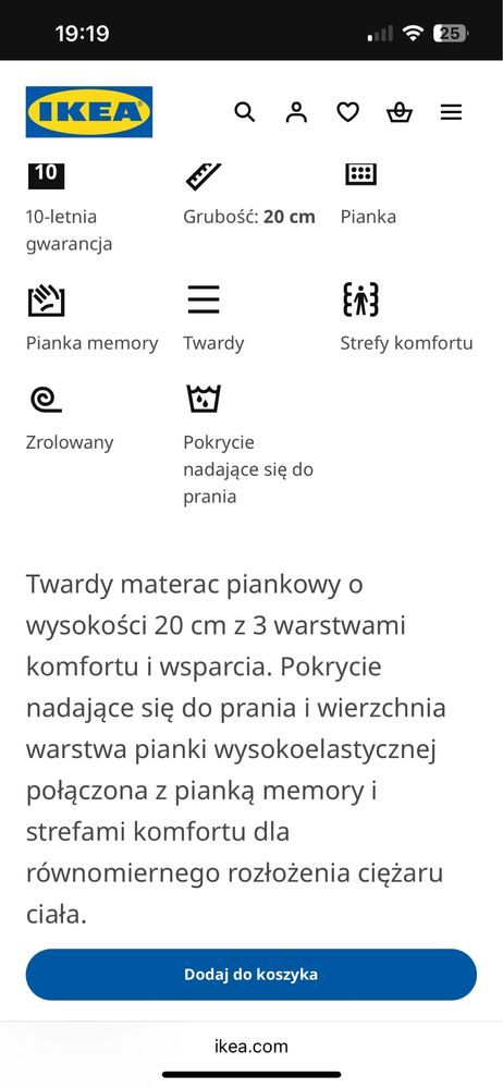 Materac 160/200 Ikea (twardy)