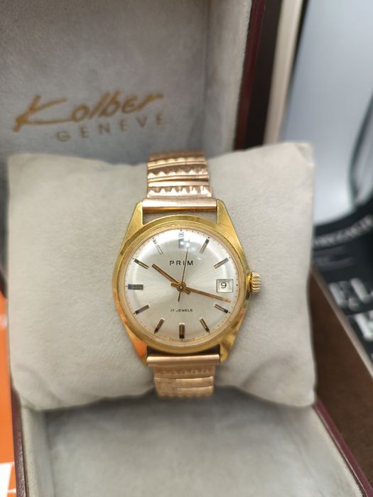 Zegarek prim mechaniczny pozłacany au Czechosłowacja