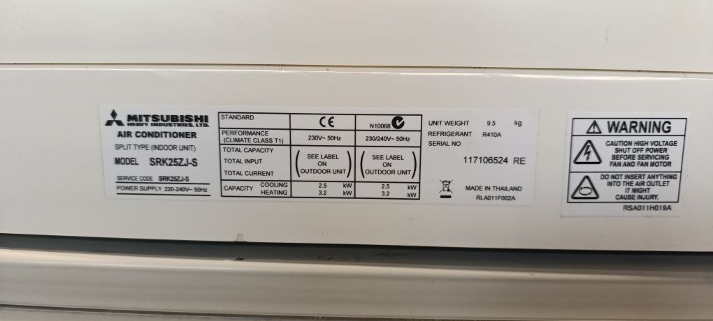 Klimatyzacja zewnętrzna z funkcją grzania 2,5 Kw, Mitsubishi.