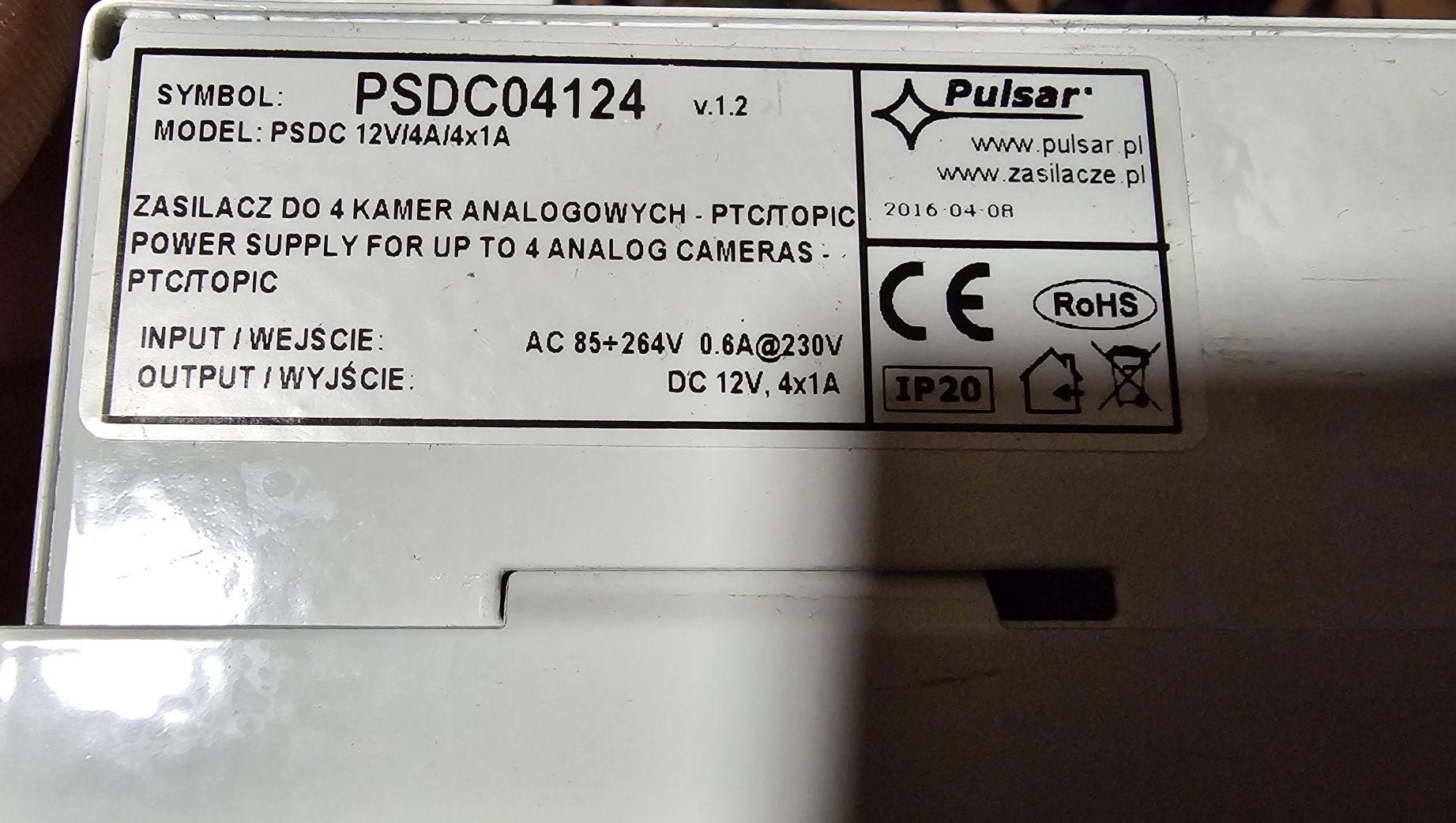 2szt Zasilacz do kamer 4A  Pulsar PSDC04124  4x1A 12 Volt