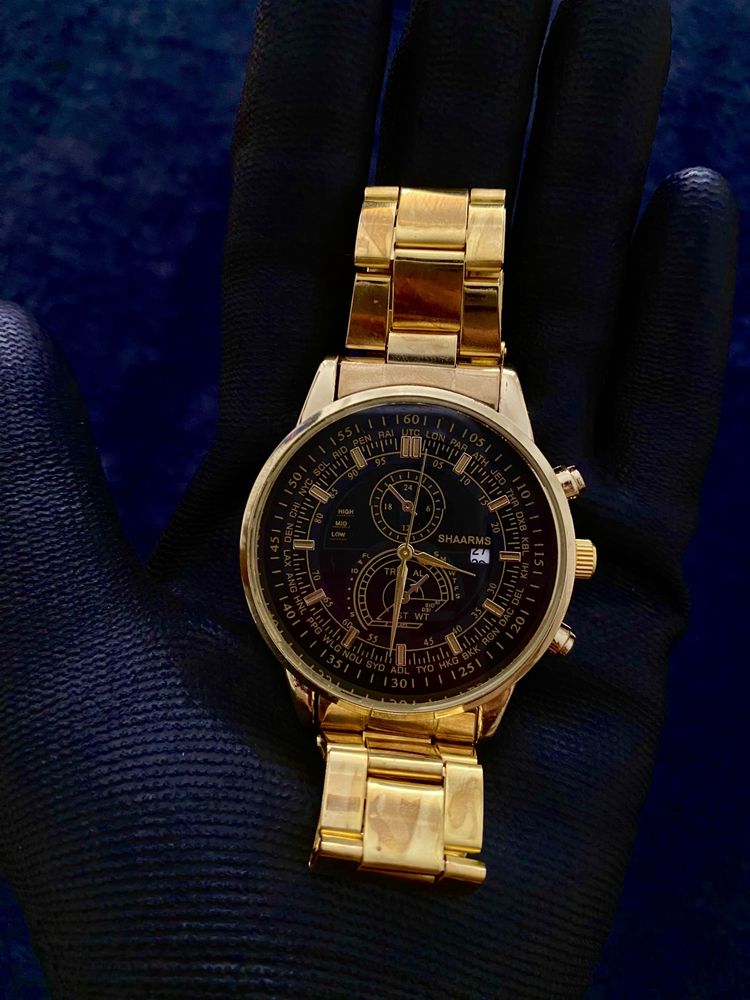 Relógio De Luxo Moderno Dourado