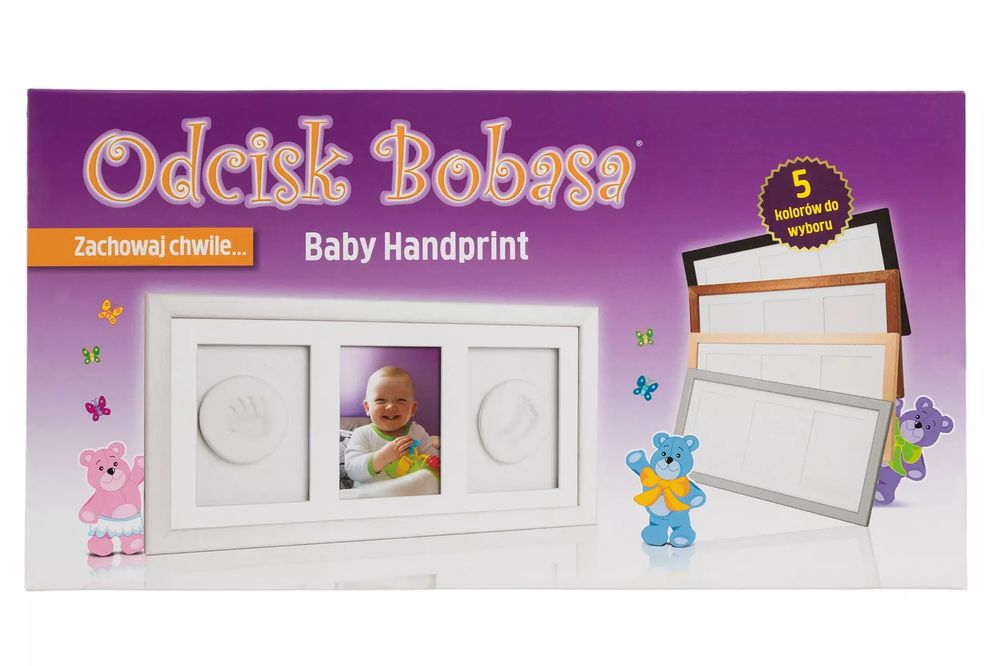 Zestaw Odcisk Bobasa, potrójna ramka z glinką, srebrna. OPERA-TECH