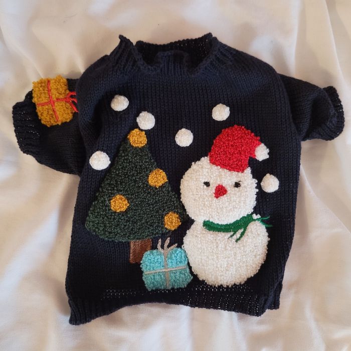 Sweter świąteczny dla małego psa ROZMIAR S bałwanek i choinka