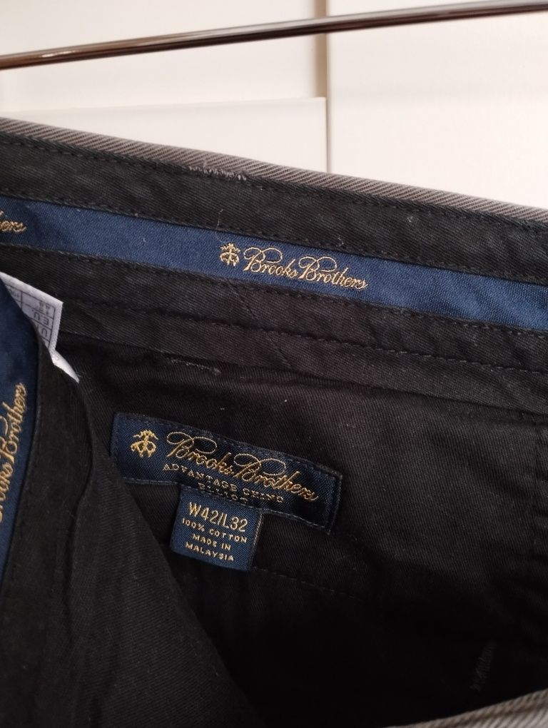 Spodnie chino grafitowe 100% bawełna W42/L32 Brooks Brothers