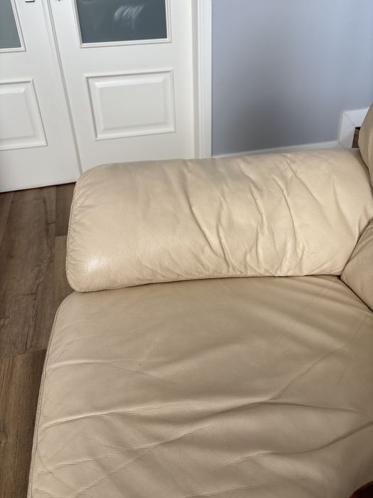 Sofá de pele 3 lugares beje Divani & Divani