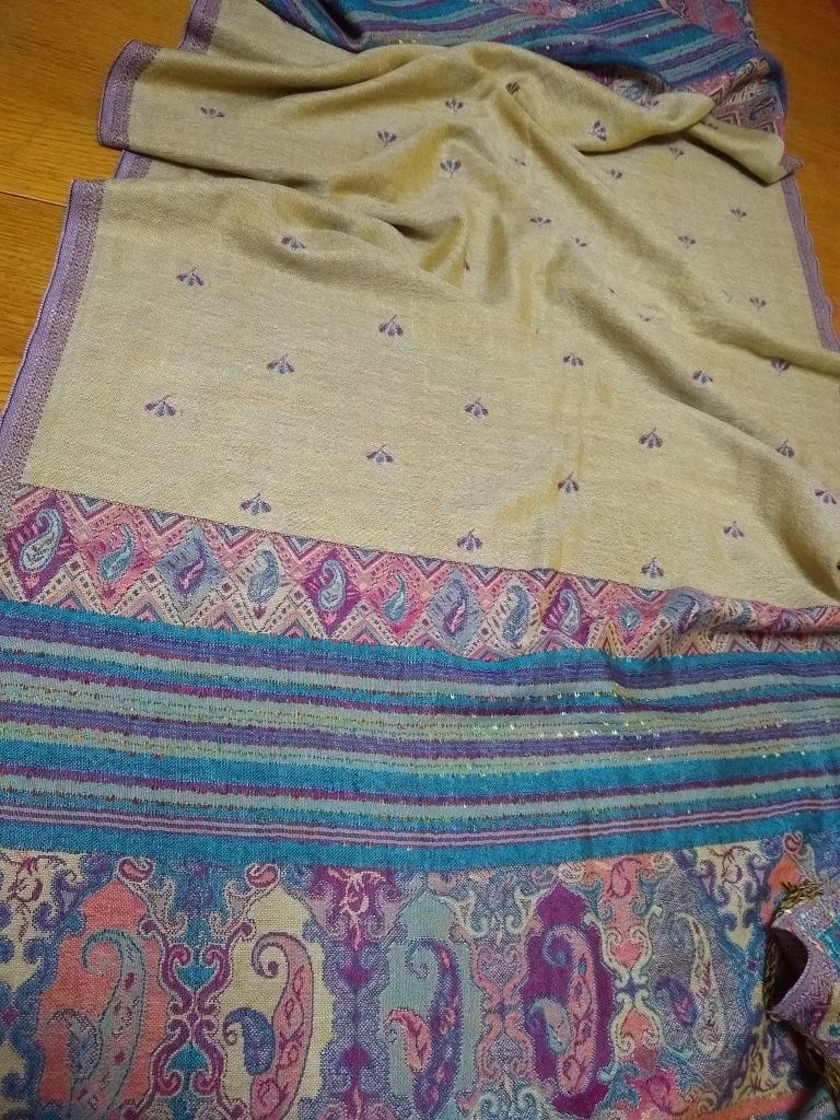Szal 182x68 wełna z bawełną
