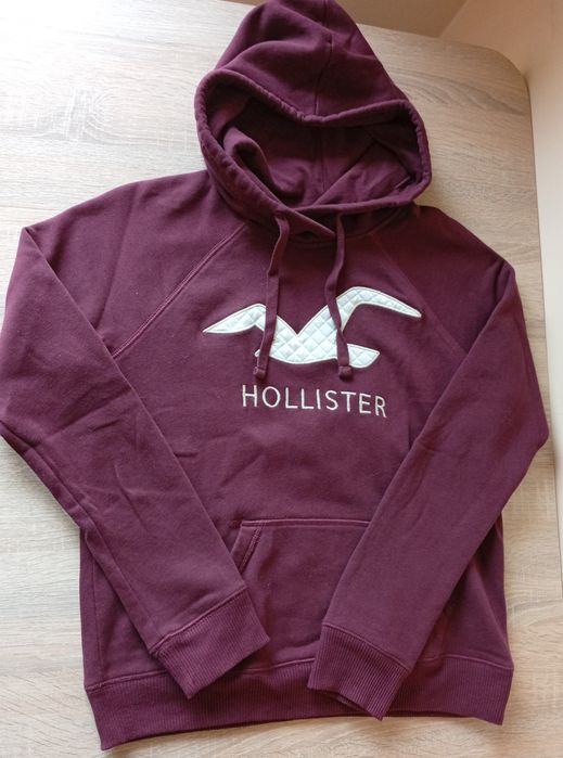 Fioletowa bawełniana bluza z kapturem, Hollister, rozmiar M