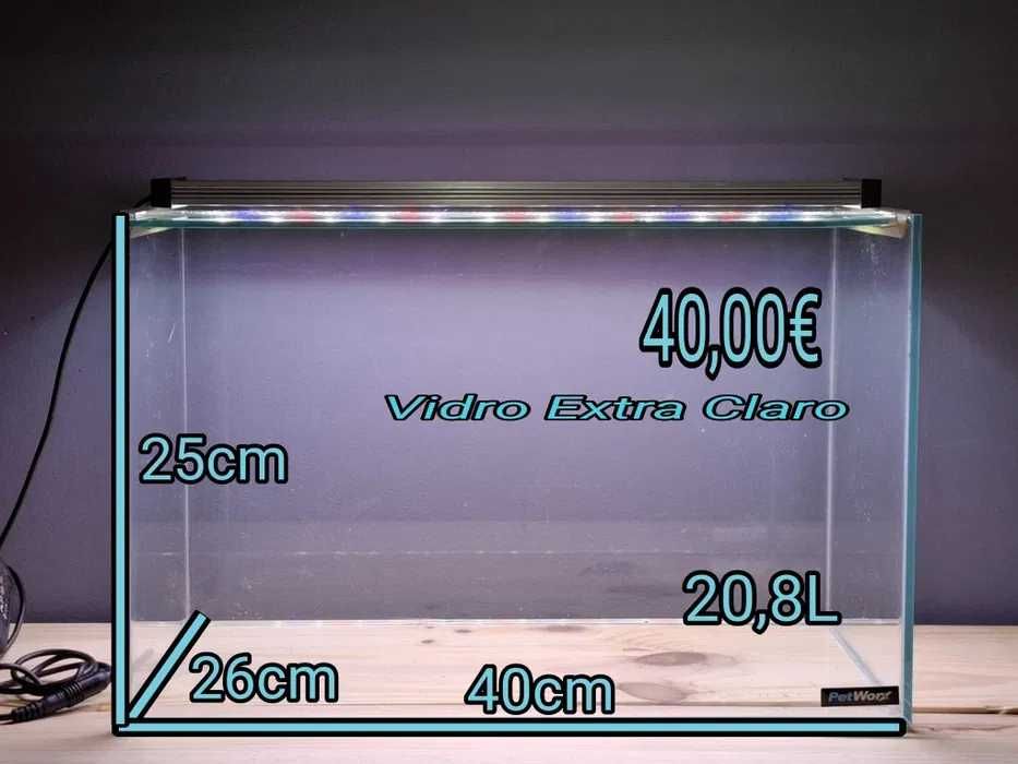 Aquário vidro extra claro e vidro comum