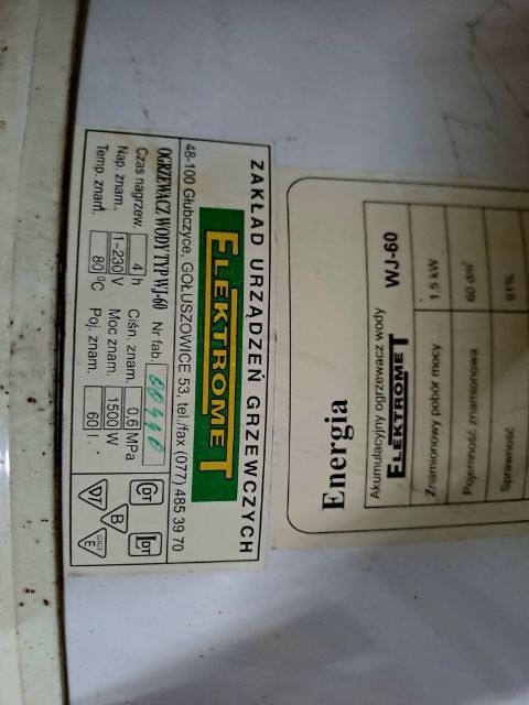 Sprzedam bojler elektryczny 60L 1,5KW