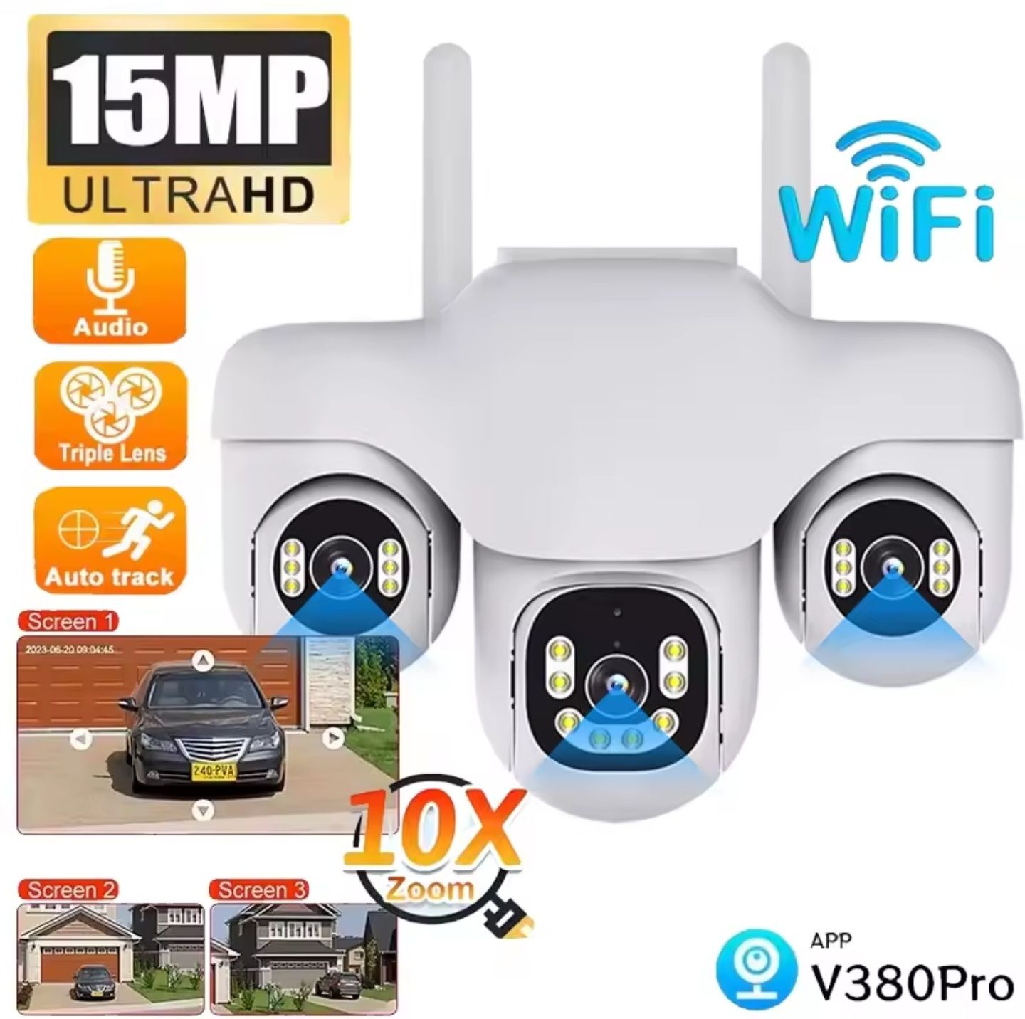 Kamera WIFI 3 obiektywy 15MP Obrotowa IP66