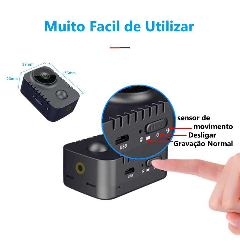 camera minuscula HD 1080p com sensor de movimento facil de trabalhar