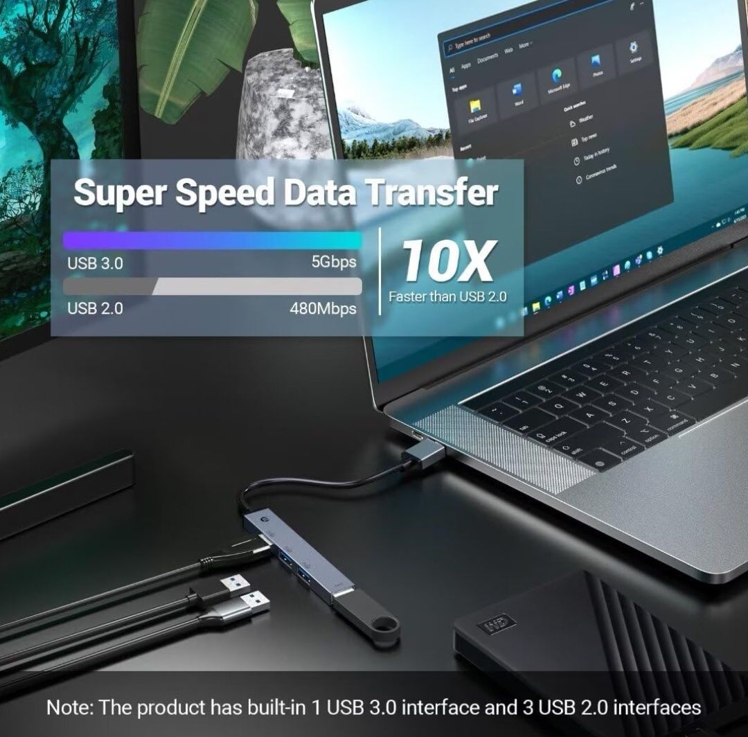 Nowy HUB USB 4 porty 3.0/2.0 HB053 – szybki, kompaktowy